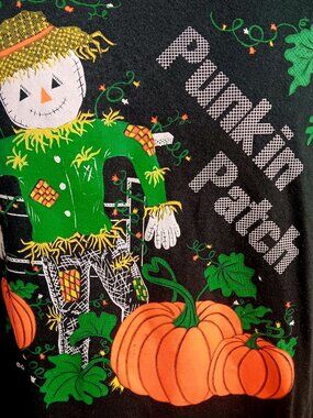 True Vintage XL T-shirt Halloween Punkin Patch 1990's Jerzees Scarecrow Pumpkin